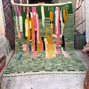 Vibrant Azilal Artisanal Rug - Moroccan Wool carpet - 10.2 ft x 6.6 ft